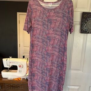 LuLaRoe Pink and Blue Textured Top